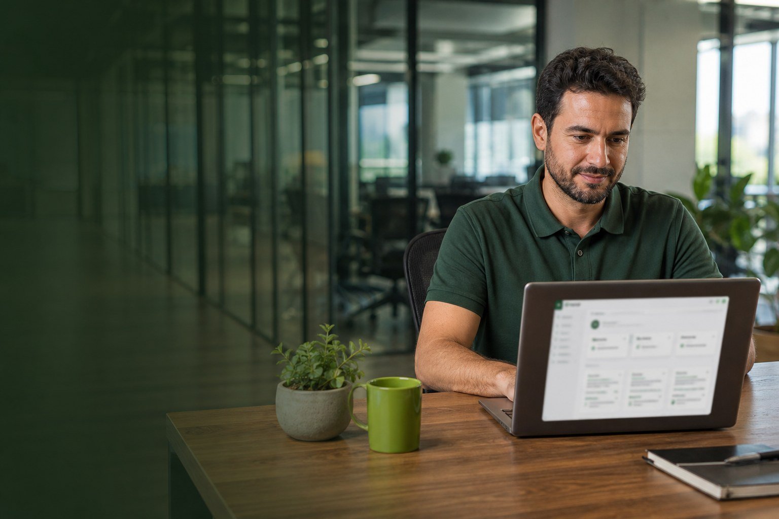 Colaborador usando o portal para cadastro, férias e conversa com o RH